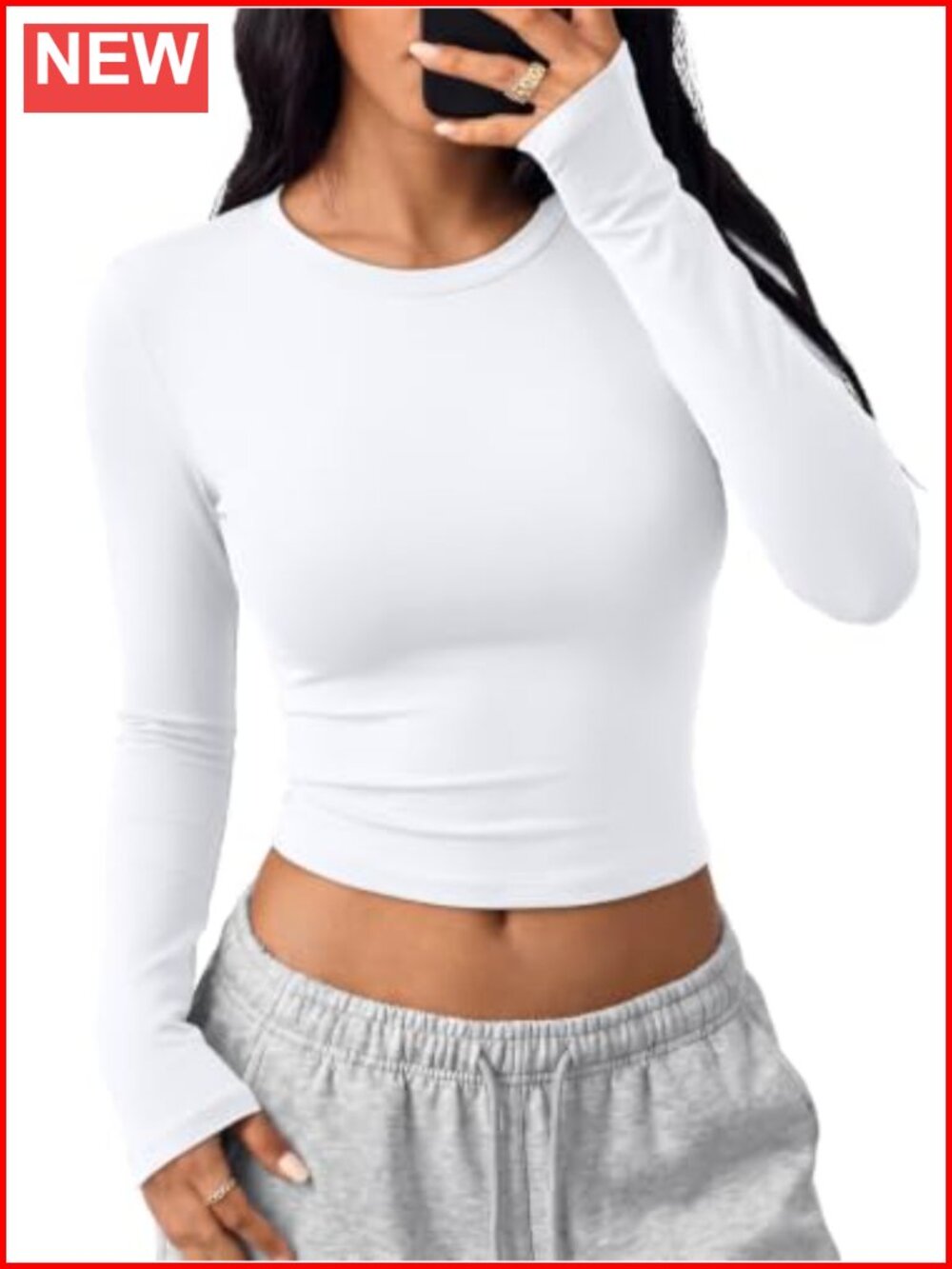 Trendy Queen Womens Long Sleeve Crop Top Y2K Basic Slim Fit